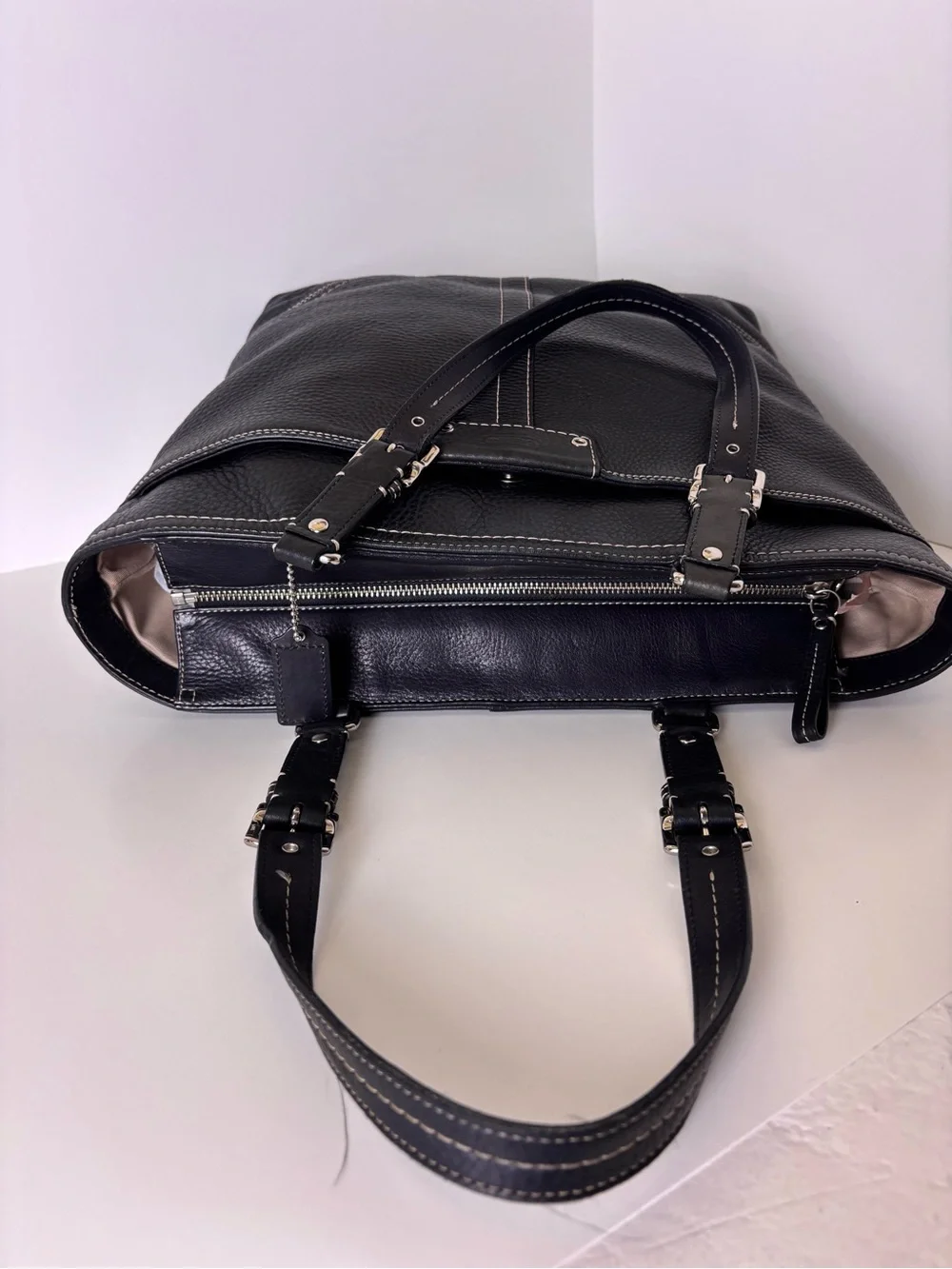 Coach Black Vintage Hamilton Pebbled Leather Handbag Tote Bag F13083